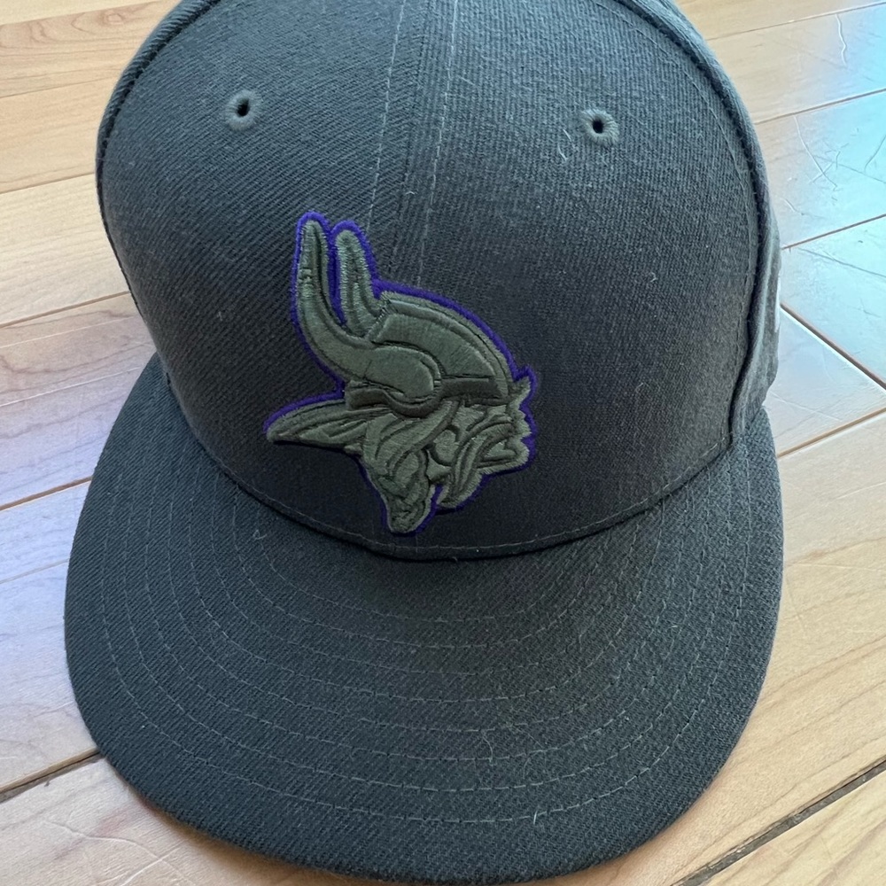 New Era Black Hat with Purple-Outlined Logo